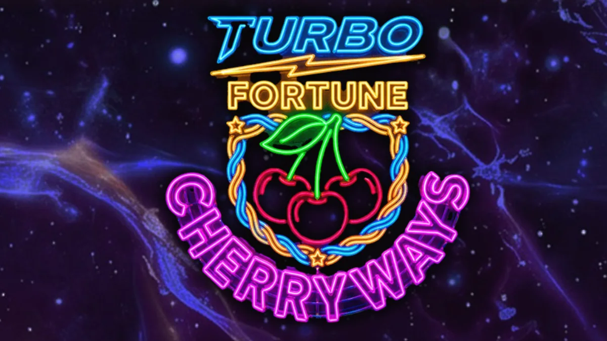 Interface vibrante e neon do jogo Turbo Fortune Cherryways com símbolos de frutas brilhantes