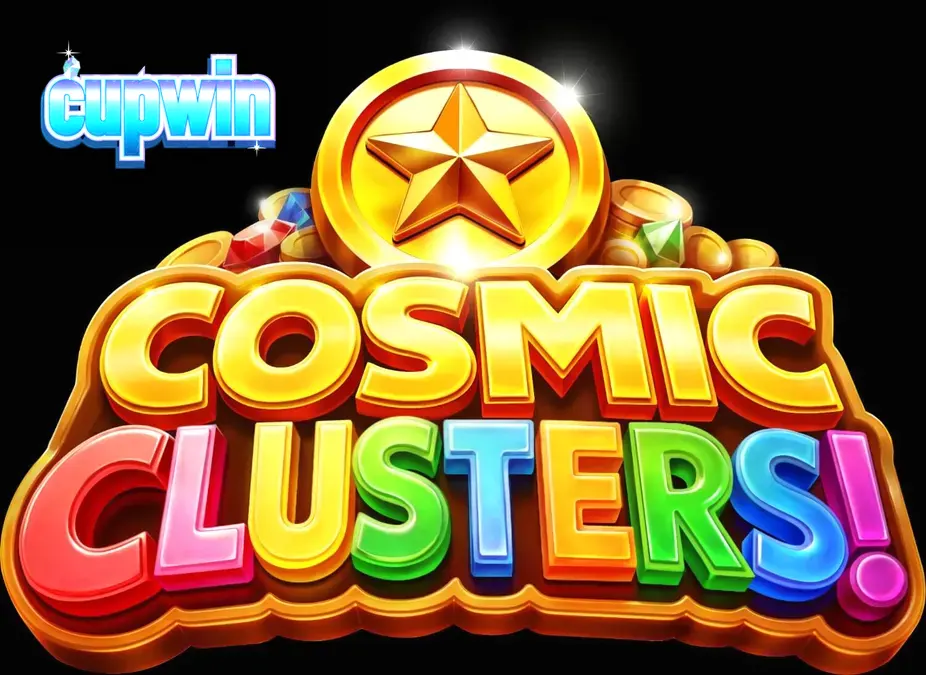 Interface do jogo de slot Cosmic Clusters com tema espacial e neon